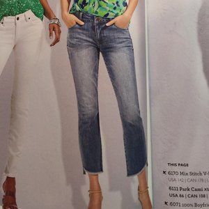CAbi High-Low Crop jeans in skip wash NWT Spring 2022 size 2